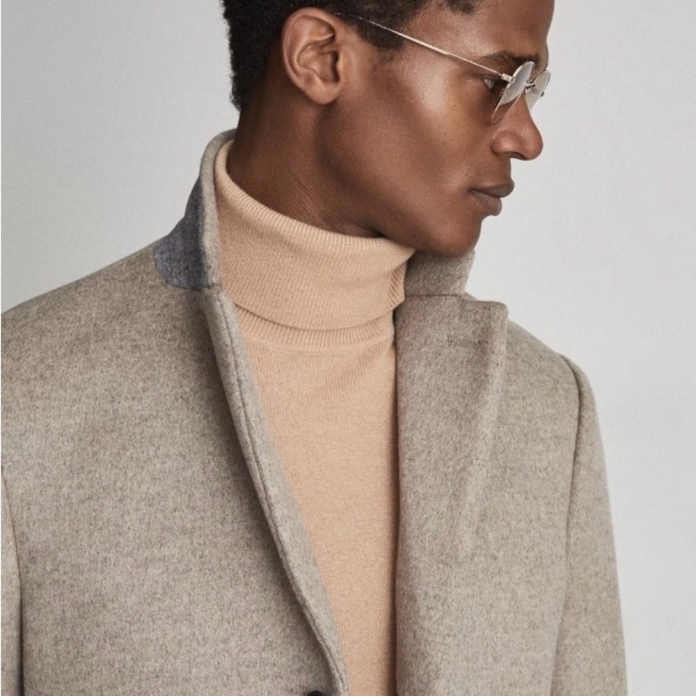 Reiss Gable Wool Blend Overcoat // Stone Melange // Size L - Picture 9 of 10